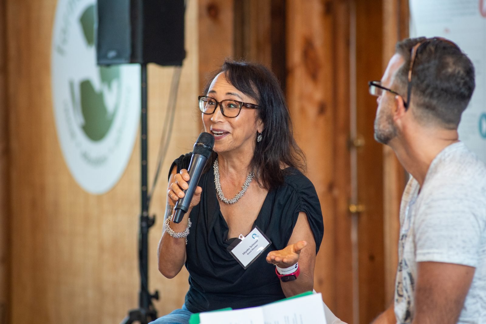 Miyoko Schinner speaking at Farm Sanctuary's Hoedown 2025 event