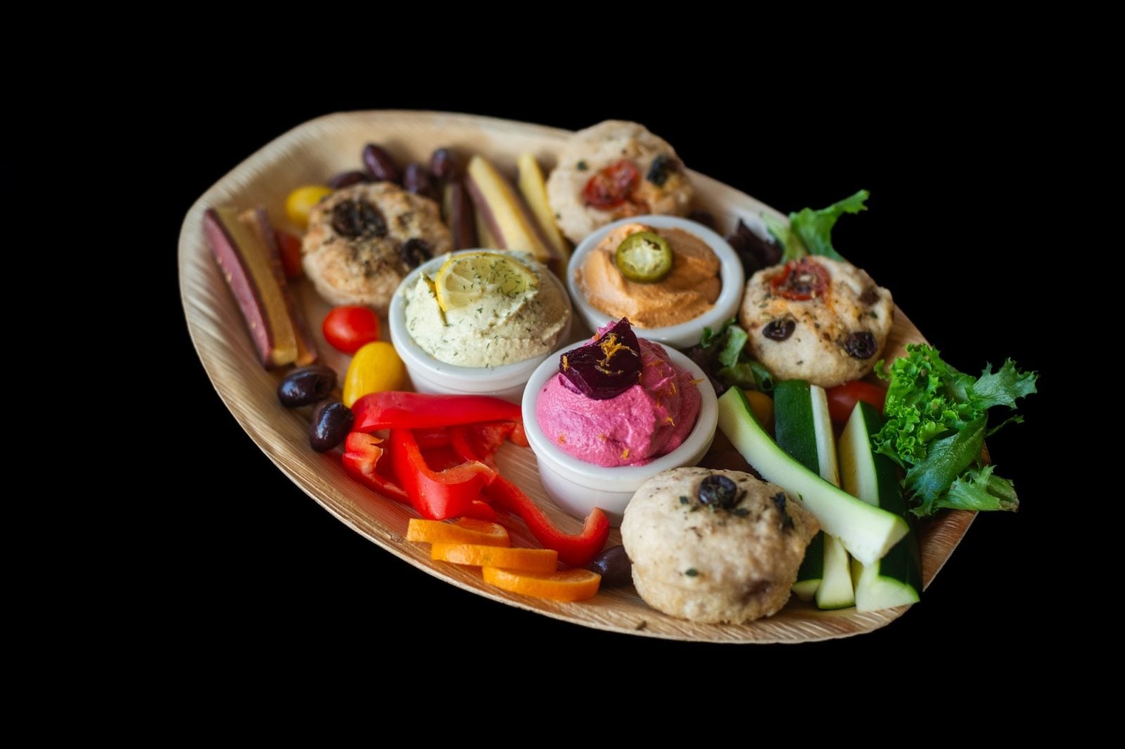 Platter of hummus and crudite