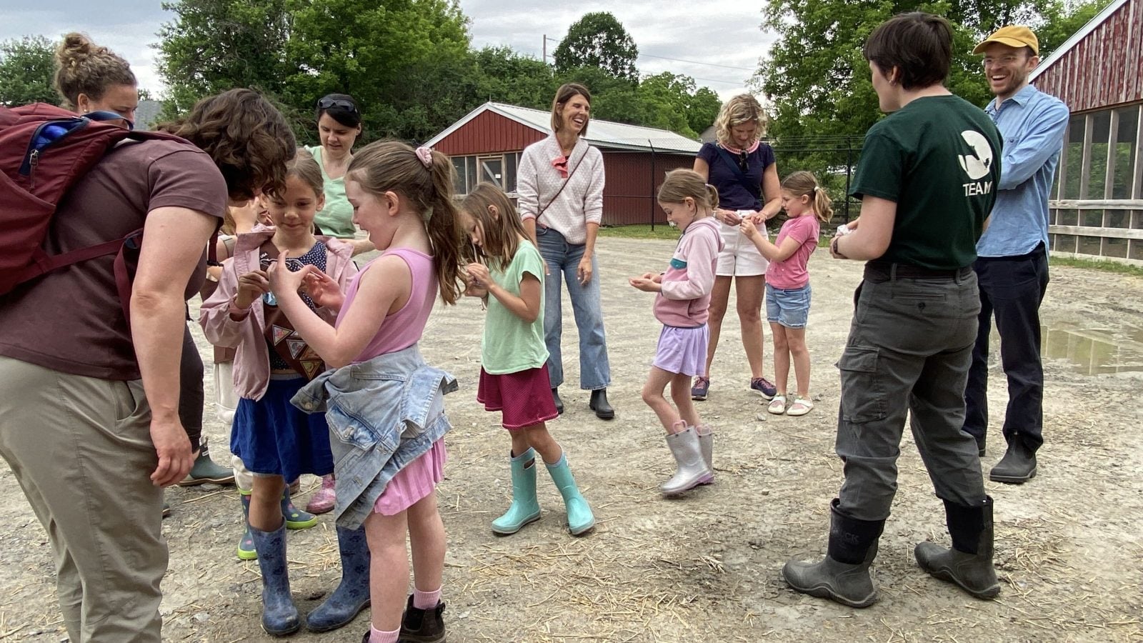 Members of a Girl Scout Brownie Troop visit Farm Sanctuary