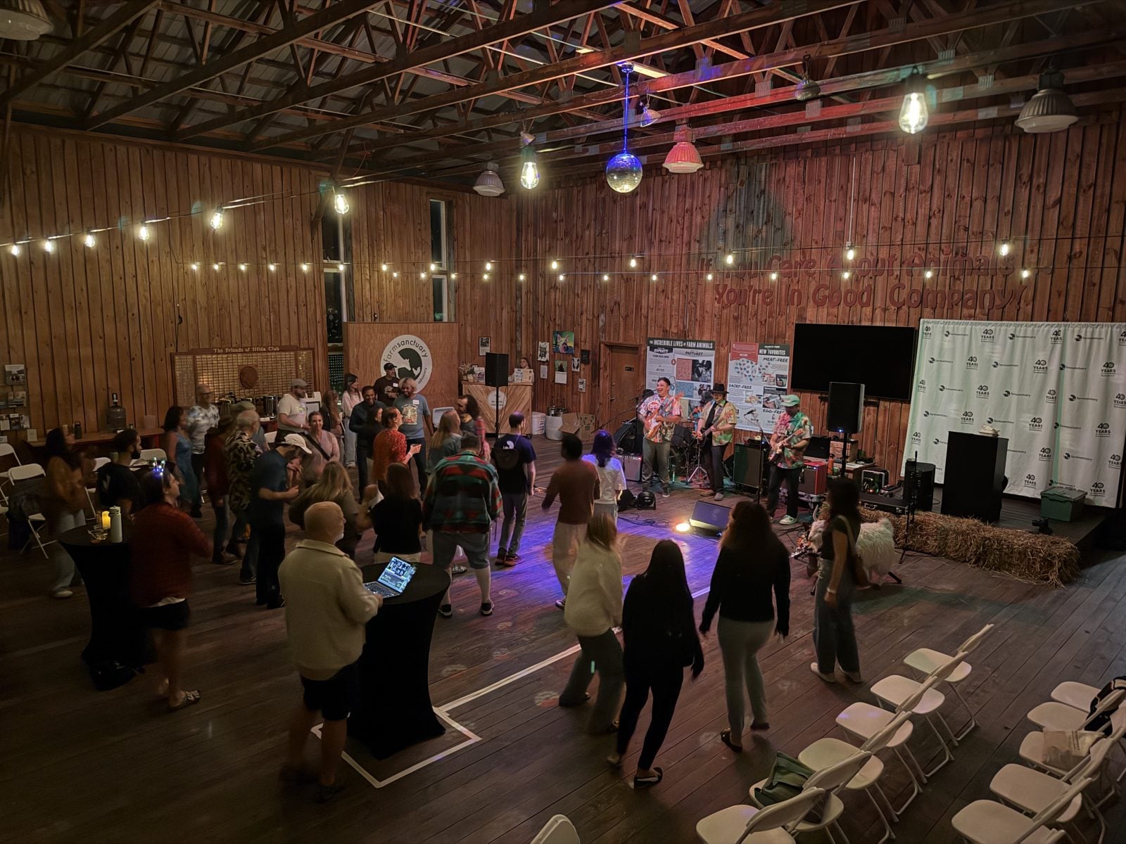 Guest dance to live music at Farm Sanctuary's Hoedown event